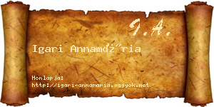 Igari Annamária névjegykártya